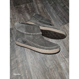 UGG Varney Women Flat Ankle Boots Rear Zip Booties Slate Gray Real Suede